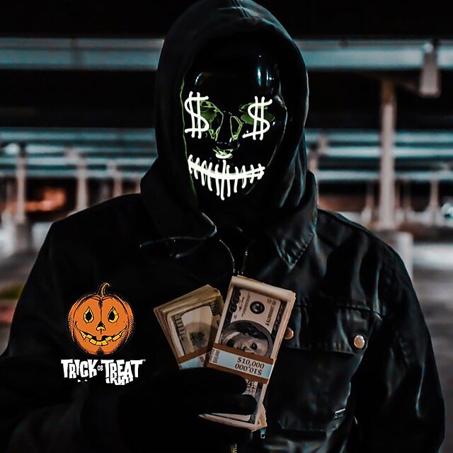  Halloween Neon Mask Led Mask Masque Masquerade Party Masks Light Glow In The Dark Funny Masks