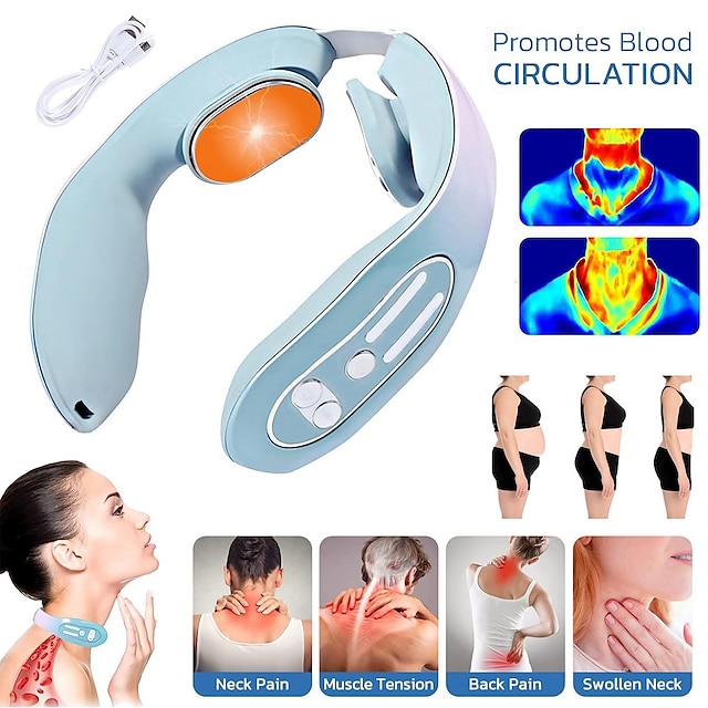  Dispozitiv de masaj limfatic cu acupuncte gâtului ems, mașină de drenaj limfatic usb, dispozitiv de masaj cu puncte de acupuncte pentru gât ems, masaj cu puls electric al gâtului pentru ameliorarea