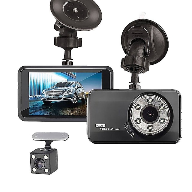  T638+ 1080p New Design / HD / with Rear Camera Car DVR 170 Degree Wide Angle 3 inch IPS Dash Cam with Night Vision / motion detection / Loop recording 4 infrared LEDs Car Recorder