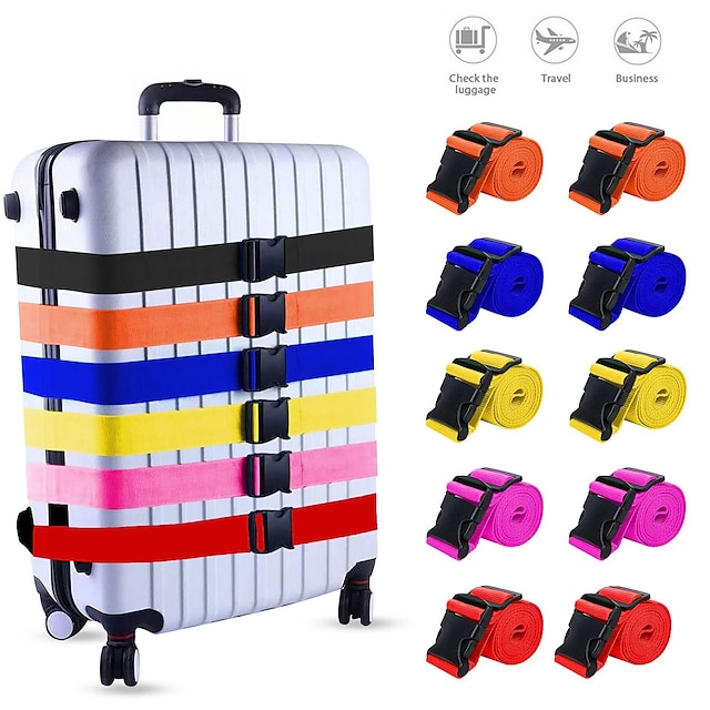  1 balení popruhů na kufr, světlé barevné nastavitelné pásy na zavazadla, schváleno tsa