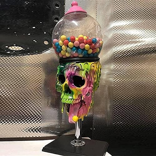 Halloween Skull Cool Bubble Gum Machine Gumball Vending Machine Dispenser Candy Skull Decorations Cool Halloween Decoration Peculiar Desktop Atmosphere Ornaments Halloween Skeleton Decoration 8
