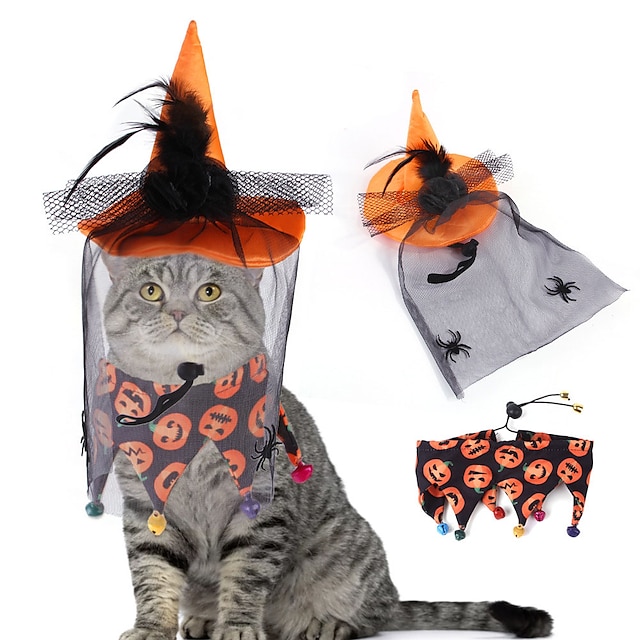  Cachorros Gatos Bandanas e chapéus Chapéu Bandana de Aniversário para Cachorro Fantasias Traje de Halloween Fantasias Engraçado Inverno Macio Lavável Confortável Dia Das Bruxas Ao ar livre dia das