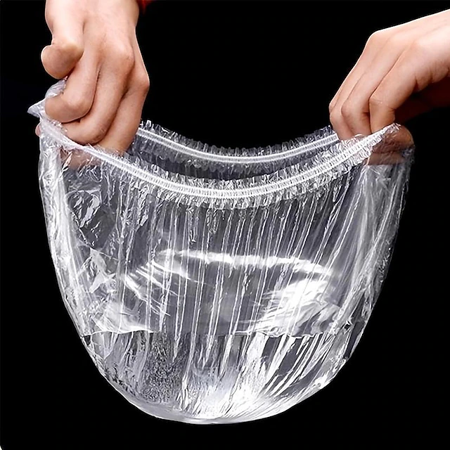 Poly Wrapped Cover 100pcs Disposable Plastic Wrap Cover Large Disposable Food Cover ...