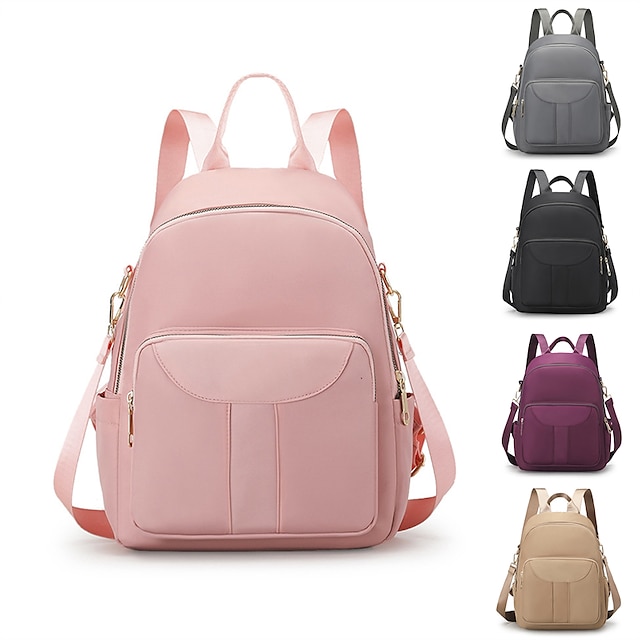  sac à dos en nylon élégant pour femmes - sac de rentrée multi-poches de grande capacité en plusieurs couleurs
