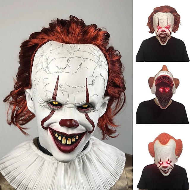  Il Pennywise Clown tueur Masque Adulte Unisexe Horreur Déguisement effrayant Halloween Carnaval mardi Gras Déguisements d'Halloween faciles