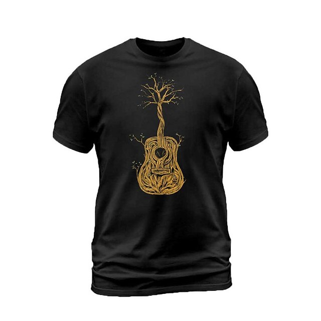 Men's Graphic T-Shirt | Guitar Tree Roots Design Short Sleeve Tee for Music & Nature Lovers4