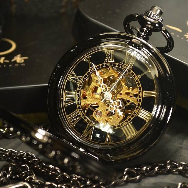  tiedan heren steampun antiek skelet mechanisch zakhorloge ketting ketting casual horloges met geschenkdoos