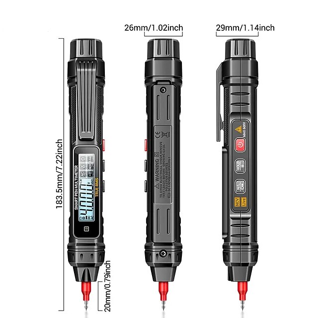 AUGUSTINE Multimeter Pen, Non-Contact 4000 Counts Digital Multimeter, Smart Auto AC/DC Ohm A3005 High Precision Voltage Detector Pen Voltmeter I.446017245