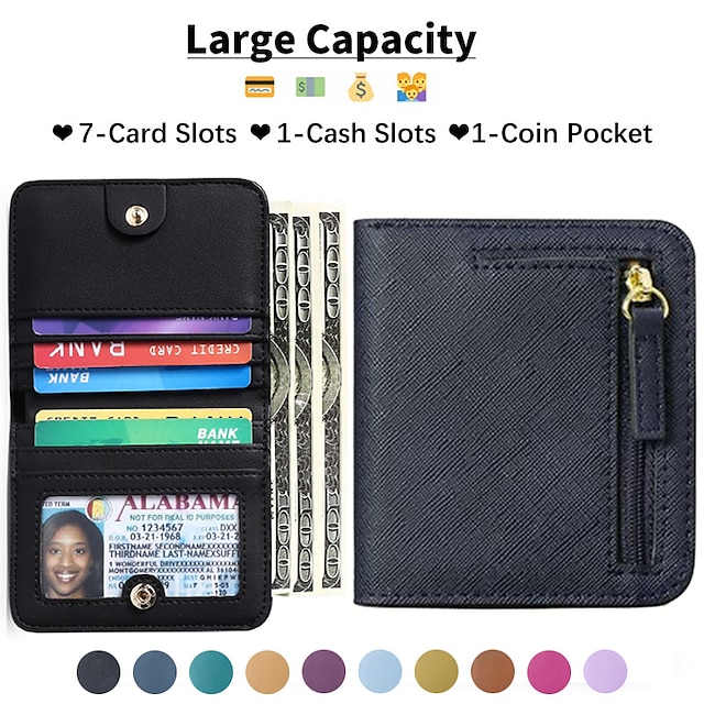  hardergun dámská rfid blocking malá kompaktní bifold luxusní pravá kožená kapesní peněženka dámská mini peněženka s id okénkem