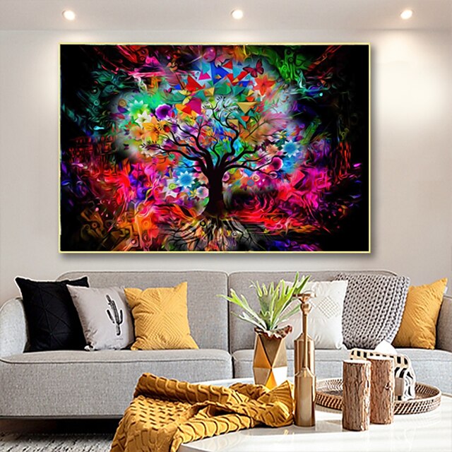 Handmade Hand Painted Oil Painting Tree of Life Sun Moon Wall Art Large ...