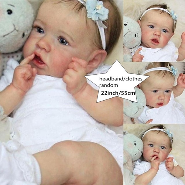  22 inch Reborn Doll Baby & Toddler Toy Reborn Toddler Doll Doll Reborn Baby Doll Baby Baby Boy Baby Girl Reborn Baby Doll Saskia Newborn lifelike Gift Hand Made Non Toxic Vinyl W-05 with Clothes and