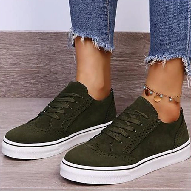 Women's Green Suede Casual Sneakers with White Sole for Everyday Wear 13