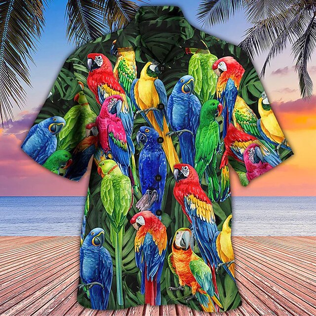 Parrot Funny Colorful Hawaiian Shirt, Aloha Summer Beach Hawaii Shirt