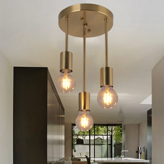  candelabro, lámpara de techo de montaje semiempotrado retro de 3 luces, luz de techo para escaleras, porche, pasillo, entrada, cocina, 110-240v