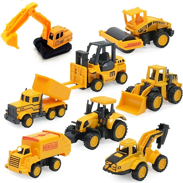  (8 Packs) Alloy Car Toy Gift Racing Mini Small Things Yacht Excavator Off-road Vehicle Tank Toy