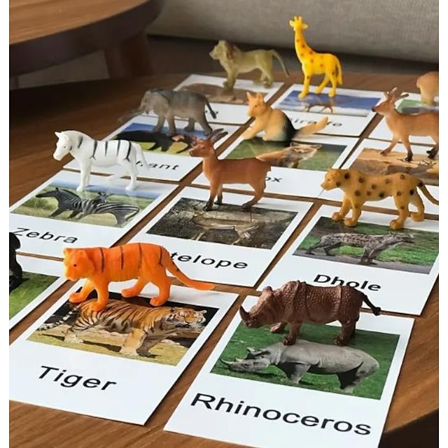  montessori taneszközök állatmodell kártya illesztés írástudás műveltség angol kártya nyelvoktatási segédanyagok kisgyermekkori nevelés játékok vissza az iskolába ajándék