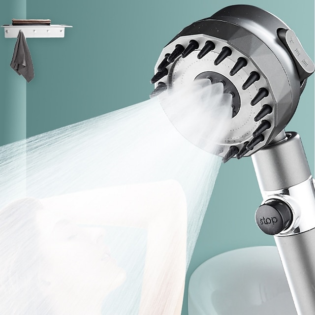  Cap de duș cu mesaj în 3 moduri de înaltă presiune cu buton de oprire duză de pulverizare portabilă pentru economisirea apei Accesorii pentru baie