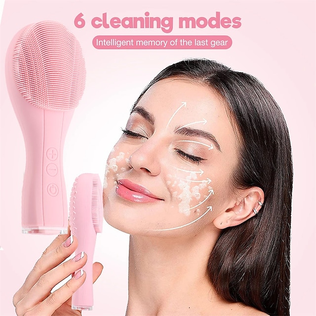  Facial Cleansing Brush With 6 Modes Face Skin Care Tools Silicone Electric Sonic Cleanser Facial Beauty Massager For Deep Cleaning|Gentle Exfoliating Massaging,Rechargeable Silicone Skin Wash Machine