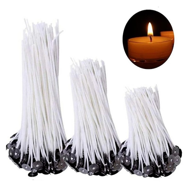  9/15/20cm 100 PCS Candle Wicks Smokeless Wax Pure Cotton Core for DIY Candle Making Pre-Waxed Wicks Party Supplies