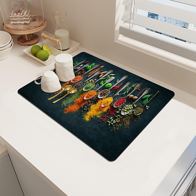  Spice Printing Placemat Coffee Machine Pad Household Kitchen Tableware Drain Mat Bathroom Coaster
