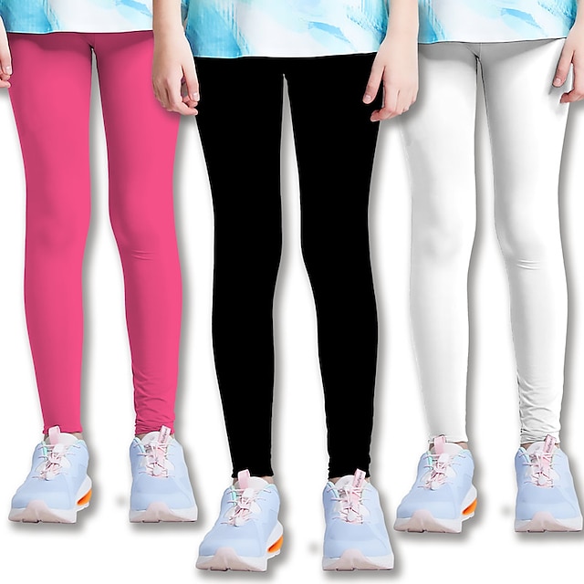  Girls' 3D Solid Colored Pants Leggings Fall Winter Active Cute Tights Polyester Kids 3-12 Years Outdoor Street Sport Regular Fit