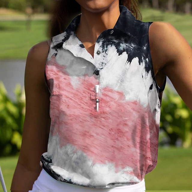 Women's Golf Polo Shirt Golf Shirt Button Up Polo Pink Red Grey ...