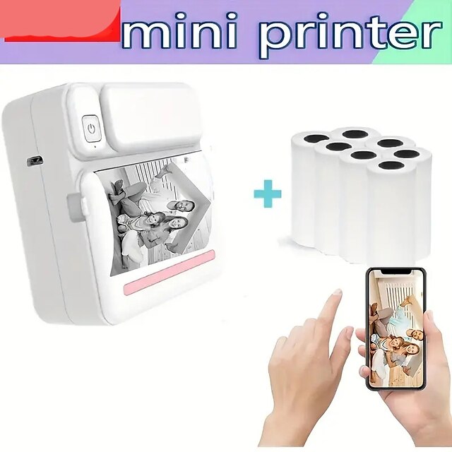  Mini Printer Wireless Mini Photo Printer Label Printer Portable BT Mini Thermal Printer For Journal Study Note Gift Study Notes Work Children Photo Picture Memo Compatible With IOS & Android