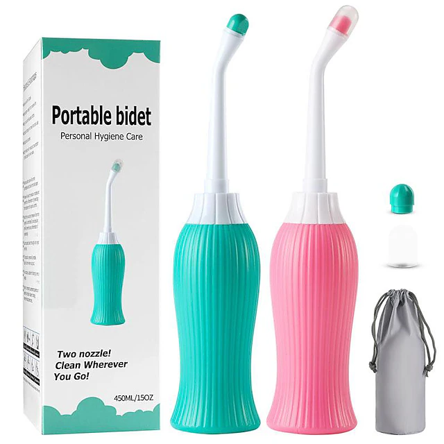 450ml Protable Bidet Sprayer for Toilet with 2 Detachable Nozzle & Head, Handheld Personal Bidet Shattaf Cleaning Personal Hygiene Washing 11