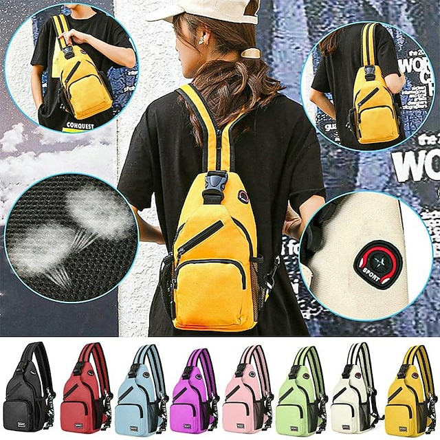  1 pc bandoulière sac à dos poitrine sac avec trou pour écouteurs voyage sac à dos multi-fonctionnel sacs à dos sac d'école, retour à l'école cadeau