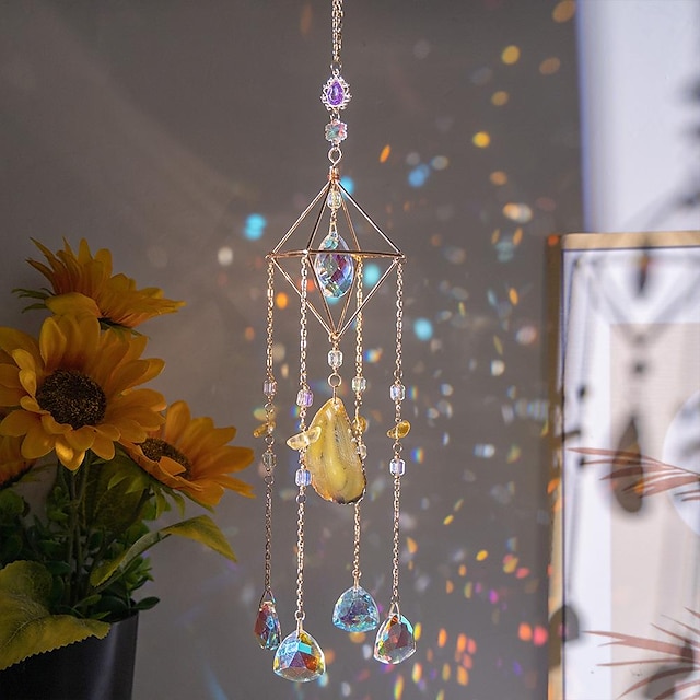  Crystal Suncatcher Colorful Crystal Pendant Chandelier Rainbow Create Hanging Ornament Wall Hanging Tree Window Prism Ornament for Room Home Office Garden Decor