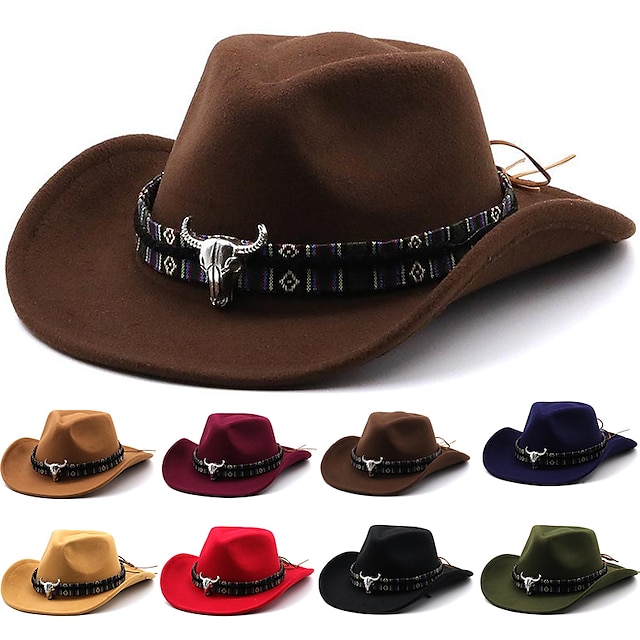  Retro / vintage 18. århundre 1800-tallet Cowboyhatt Cowgirl lue Cowgirl Cowboy West Cowboy Herre Dame Hatt