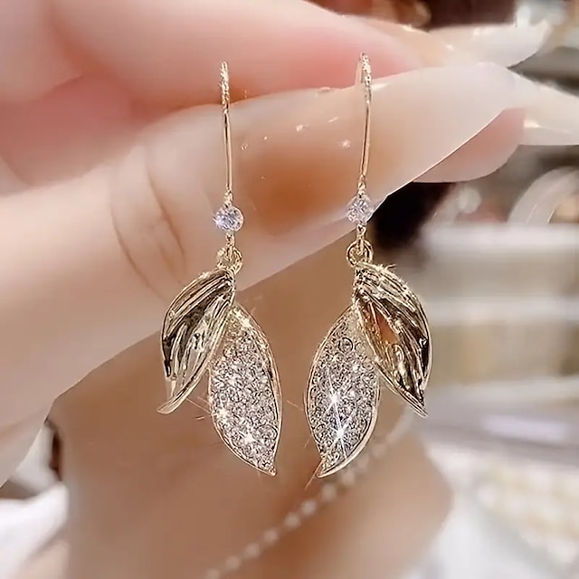  kvinners drop ørering fine smykker claic leaf tylih imple ørering smykker gull for høst bryllupsfest 1 par