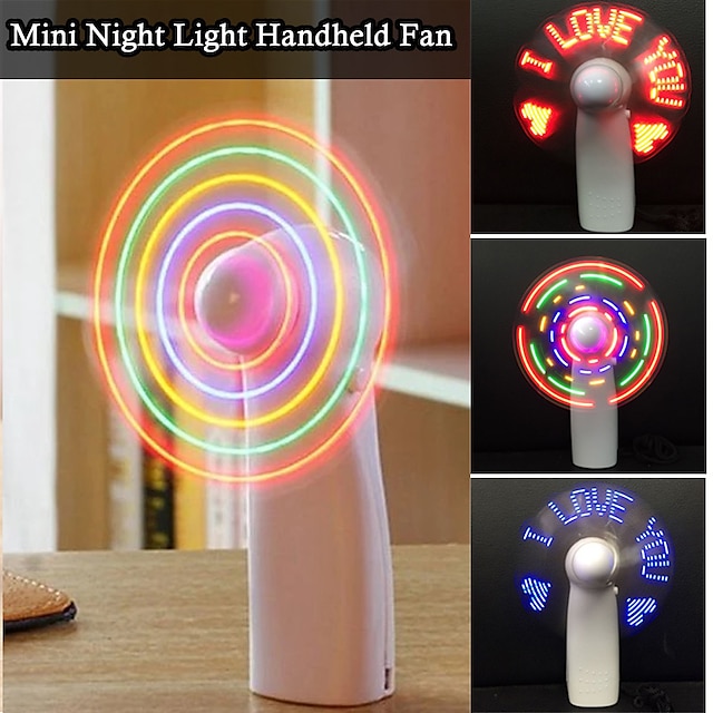  Mini Night Light Handheld Fan Electric Fan Portable Desktop Battery Mini Gift To Give Guests Led Rainbow Lights Fan