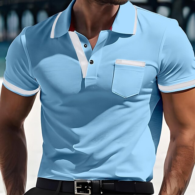 Men's Button Up Polos Golf Shirt Casual Holiday Lapel Short Sleeve ...