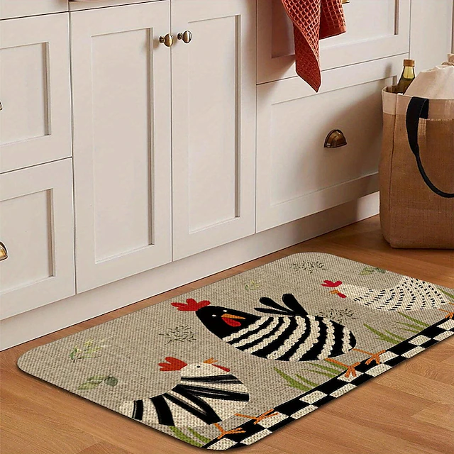 Chicken Mat Rustic Chicken Kitchen Mat Non-Slip Rug Indoor Outdoor Mat Bedroom ...