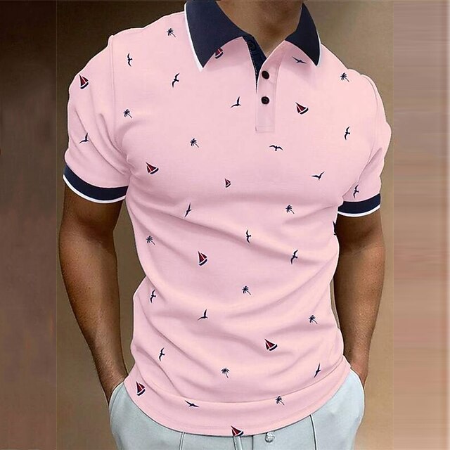 Men's Polo Shirt Lapel Polo Button Up Polos Golf Shirt Graphic Prints