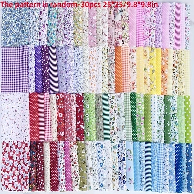 Jukway 7 STKS Katoen Stof Patchwork 50x50 cm Vierkantjes verschillende Patronen bedrukt Stoffen Pakket Ambachtelijke doeken bundel voor naaien, quilten, DIY decoratie, scrapbooking, handwerk (groen