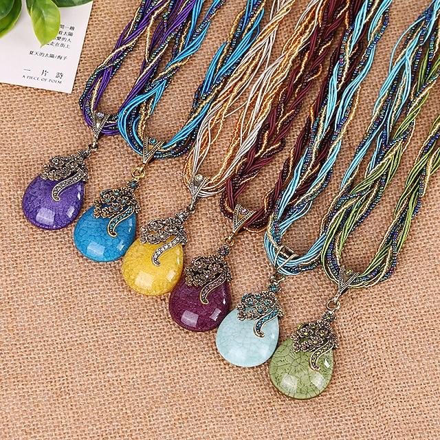 1PC Pendant Necklace For Women's Wedding Street Birthday Party Alloy Water Drop Necklace Pear 15