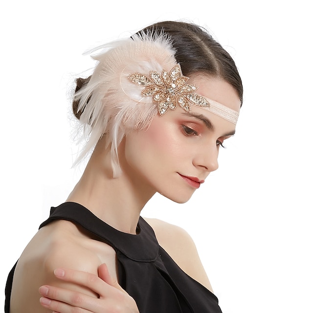  Retro Vintage Brüllen 20s 1920s Maskerade Flapper Stirnband Der große Gatsby Damen Feder Maskerade Party / Abend Kopfbedeckung