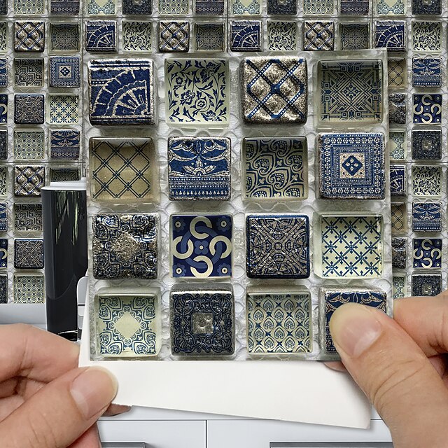  6 pezzi/set adesivo da parete motivo a mosaico vintage pannello posteriore della cucina impermeabile resistente al calore autoadesivo adesivo da parete decalcomania per piastrelle in vinile carta da
