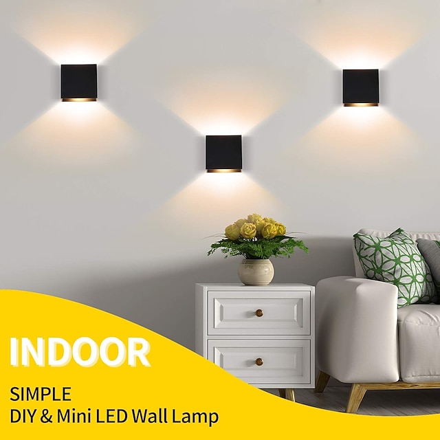  Lightinthebox lámpara de pared LED para exteriores impermeable 6w iluminación arriba y abajo luz de pared curvada de doble cabezal para interiores dormitorio moderno luz blanca cálida 90-264v