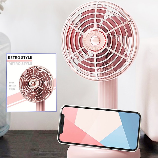  Mini Handheld Fan Portable Hand Held Personal Fan Rechargeable Battery Operated Powered Cooling Desktop Electric USB Fan With Fan Stand For Home Travel Outdoor