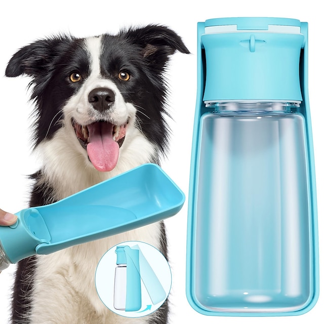 Dispensador portátil de garrafa de água para cães de 550 ml [à prova de vazamento & dobrável] tigela de garrafa de água de viagem para cães acessórios para cachorros pequenos cães médios grandes