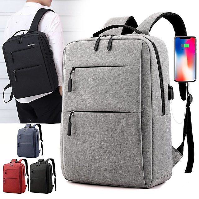  Computer Bag Large-Capacity Usb Charging Simple Backpack Multi-Purpose Leisure Business Backpack Can Be Set Gift Backpack, Back to School Gift
