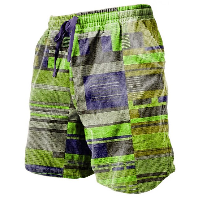 Men's Shorts Summer Shorts Beach Shorts Drawstring Elastic Waist 3D ...