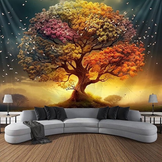 Tree of Life Hanging Tapestry Sun Moon Wall Art Large Tapestry Mural
