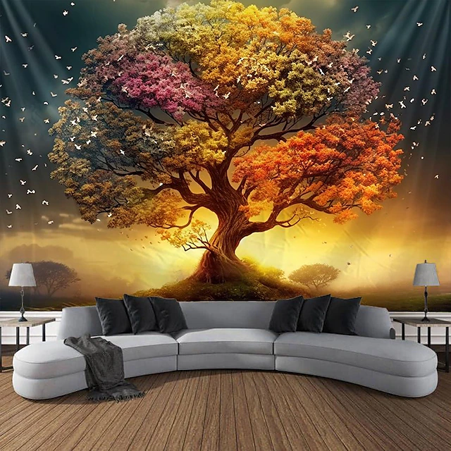 Tree of Life Hanging Tapestry Sun Moon Wall Art Large Tapestry Mural ...