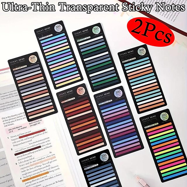  2 шт.-300 ультратонких цветных прозрачных стикеров Моранди-идеально подходит для чтения Библии