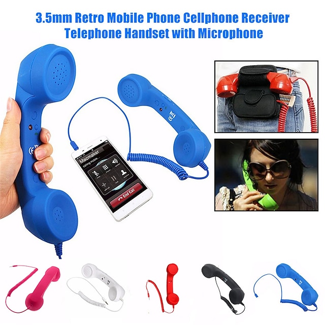  Telephone Handset Radiation Receiver Headset Classic Retro 3.5mm Mini Mic Interface Speaker Mobile Phone Call Receiver For iPhon