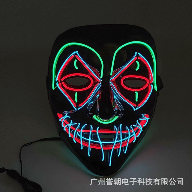 halloween led purge skummel maske lys opp led maske kult kostymetilbehør